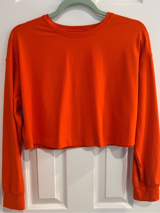lululemon athletica Tops - Lululemon Muscle Love Vibrant Orange Cropped Sweat Wicking Long-Sleeve Top